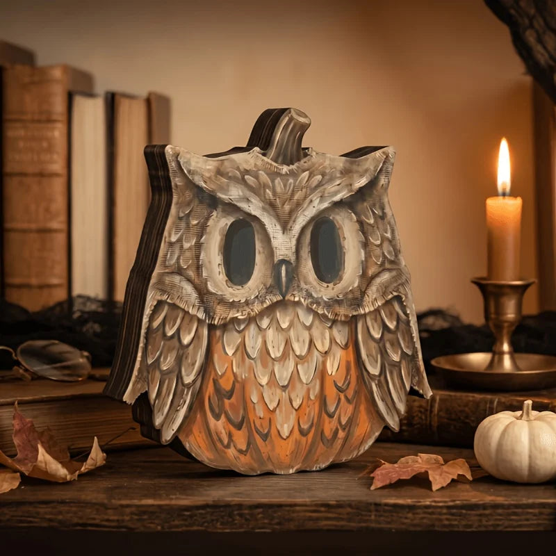 Halloween-Holzblöcke: Geister, schwarze Katzen, Kürbisse, Totenköpfe, Hexen, Eulen, Zombies, Vampire. Regaldekoration für den Herbst innen