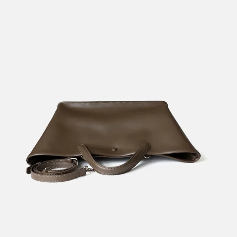 2026 New Summer Genuine Leather Casual Totes High Quality Women Shoulder Crossbody Bags Ladies Large Commute Handbags Coffee