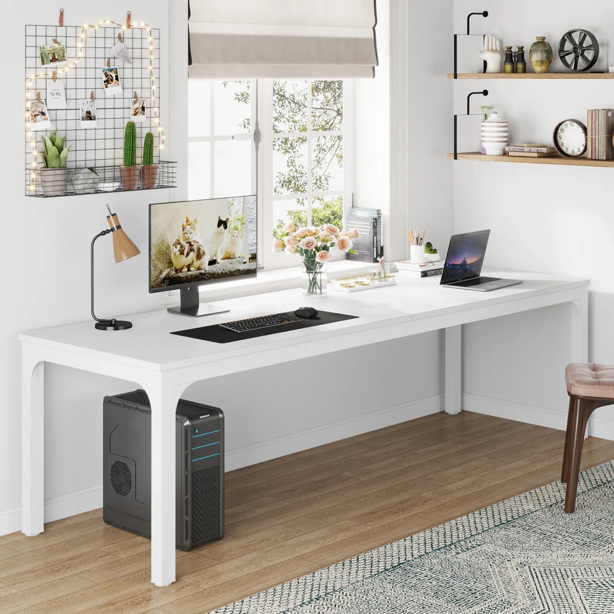 Tribesigns 78,7 Zoll extra langer Computertisch, Schreibtisch für 2 Personen, doppelter langer Schreibtisch, Workstation für Home Office