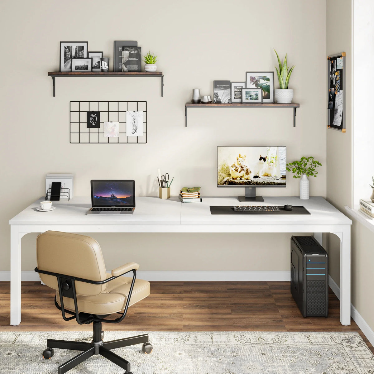 Tribesigns 78,7 Zoll extra langer Computertisch, Schreibtisch für 2 Personen, doppelter langer Schreibtisch, Workstation für Home Office
