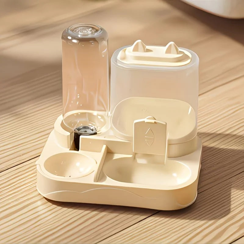 2-in-1 Großer Futter- und Wasserspender für Haustiere, Trocken-Nass-Trennung, robuster Kunststoff, transparent, keine Batterie, für Katzen, Hunde, Reisen