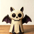 Décorations d'Halloween en bois à poser, figurines de hibou fantôme citrouille et chat vampire peintes à la main pour étagère, cheminée ou fête