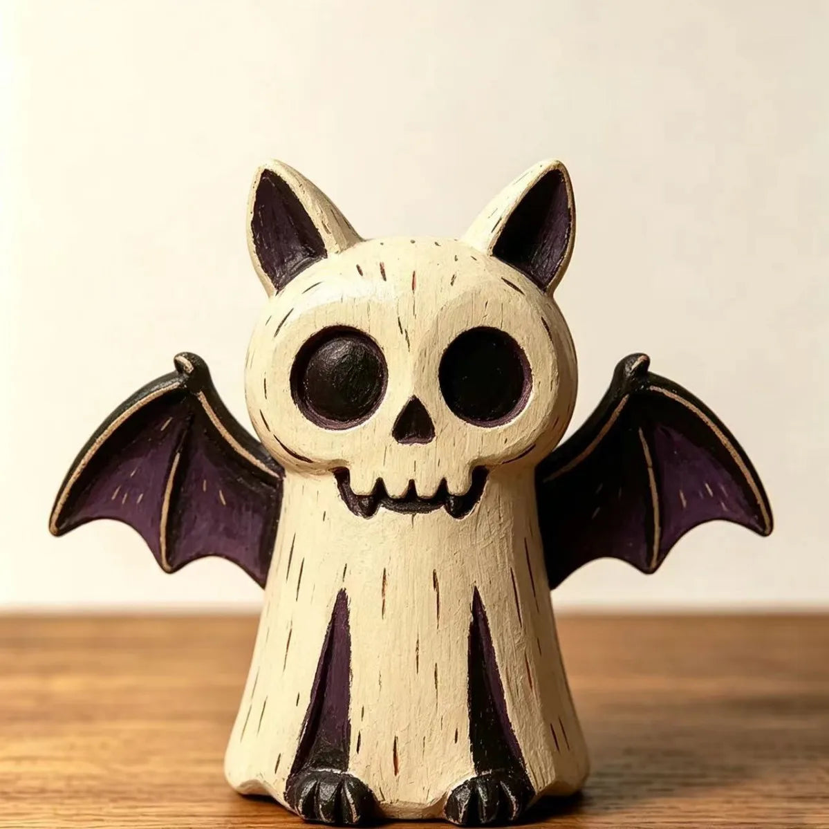 Décorations d'Halloween en bois à poser, figurines de hibou fantôme citrouille et chat vampire peintes à la main pour étagère, cheminée ou fête