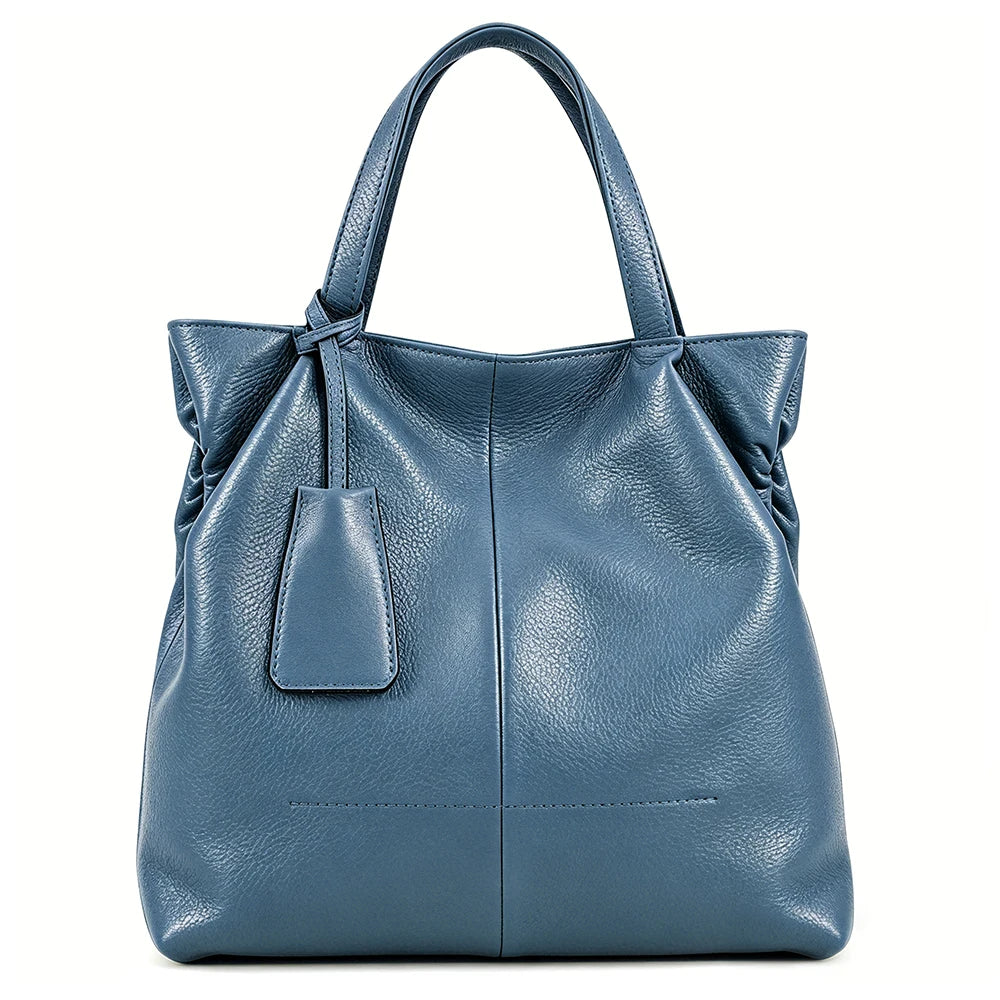 Zency Soft Genuine Leather Handbag Women's Shoulder Bag Winter Fashion Casual Design Shopper Crossbody Large Bucket Tote Bag