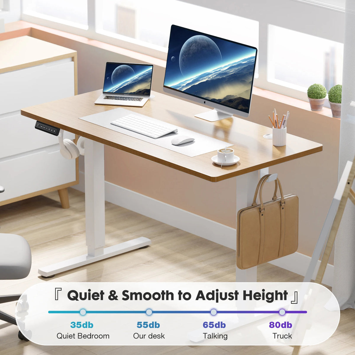 JHK Elektrischer Stehschreibtisch Höhenverstellbar 100x60 cm Steh-Sitz-Computertisch Ergonomischer Arbeitstisch