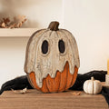 Halloween-Holzblöcke: Geister, schwarze Katzen, Kürbisse, Totenköpfe, Hexen, Eulen, Zombies, Vampire. Regaldekoration für den Herbst innen