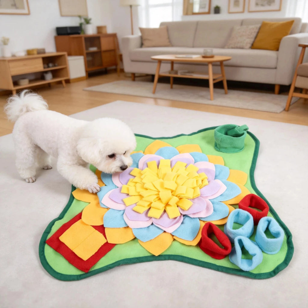 Pet Snuffle Mat for Dogs Cats, Interactive Foraging Feeding Mat, Non‑Slip Colorful Flower Shape Nosework Training Toy, Stress Re (Copy)
