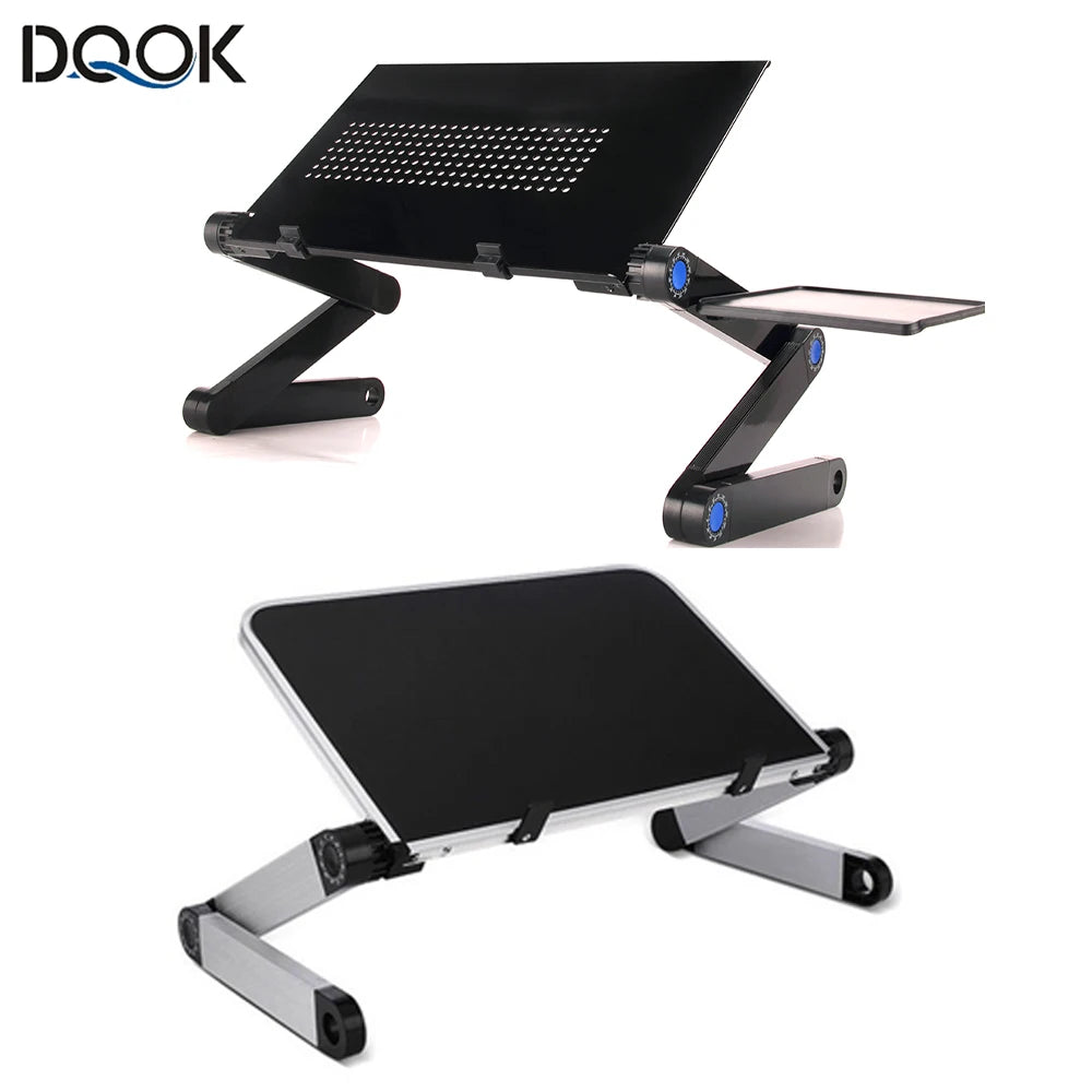 Verstellbarer Laptop-Tischständer Tragbarer ergonomischer Lapdesk aus Aluminium für TV-Bettsofa PC Notebook Tischständer mit Mauspad