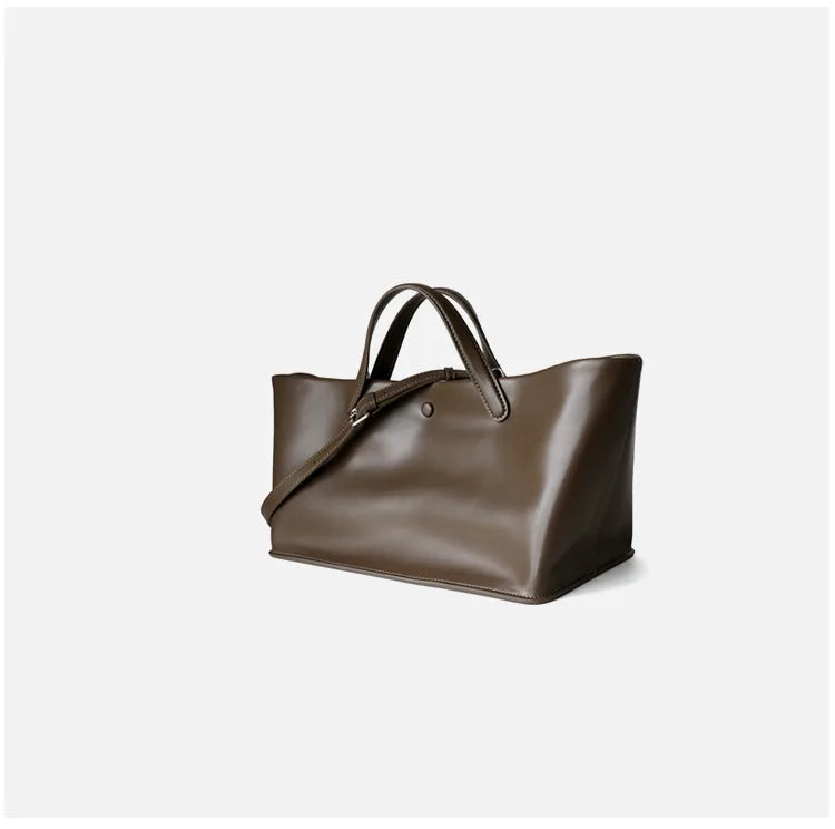 2026 New Summer Genuine Leather Casual Totes High Quality Women Shoulder Crossbody Bags Ladies Large Commute Handbags Coffee