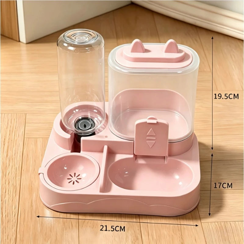 2-in-1 Großer Futter- und Wasserspender für Haustiere, Trocken-Nass-Trennung, robuster Kunststoff, transparent, keine Batterie, für Katzen, Hunde, Reisen