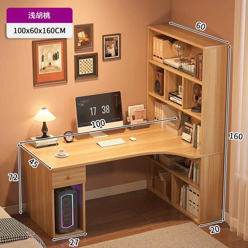 Large Computer Desk Bookshelf Corner Desks Home Desktop Computer Table L-shaped Long Writing Desks Double E-sports Gaming Table