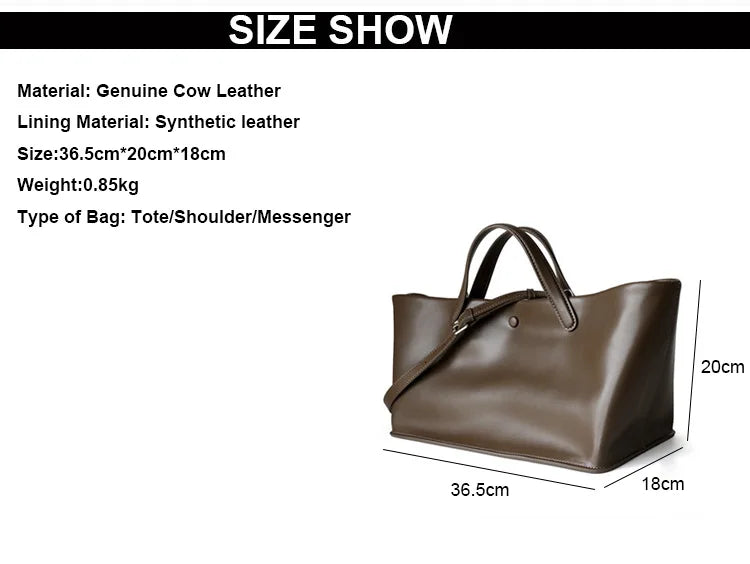 2026 New Summer Genuine Leather Casual Totes High Quality Women Shoulder Crossbody Bags Ladies Large Commute Handbags Coffee