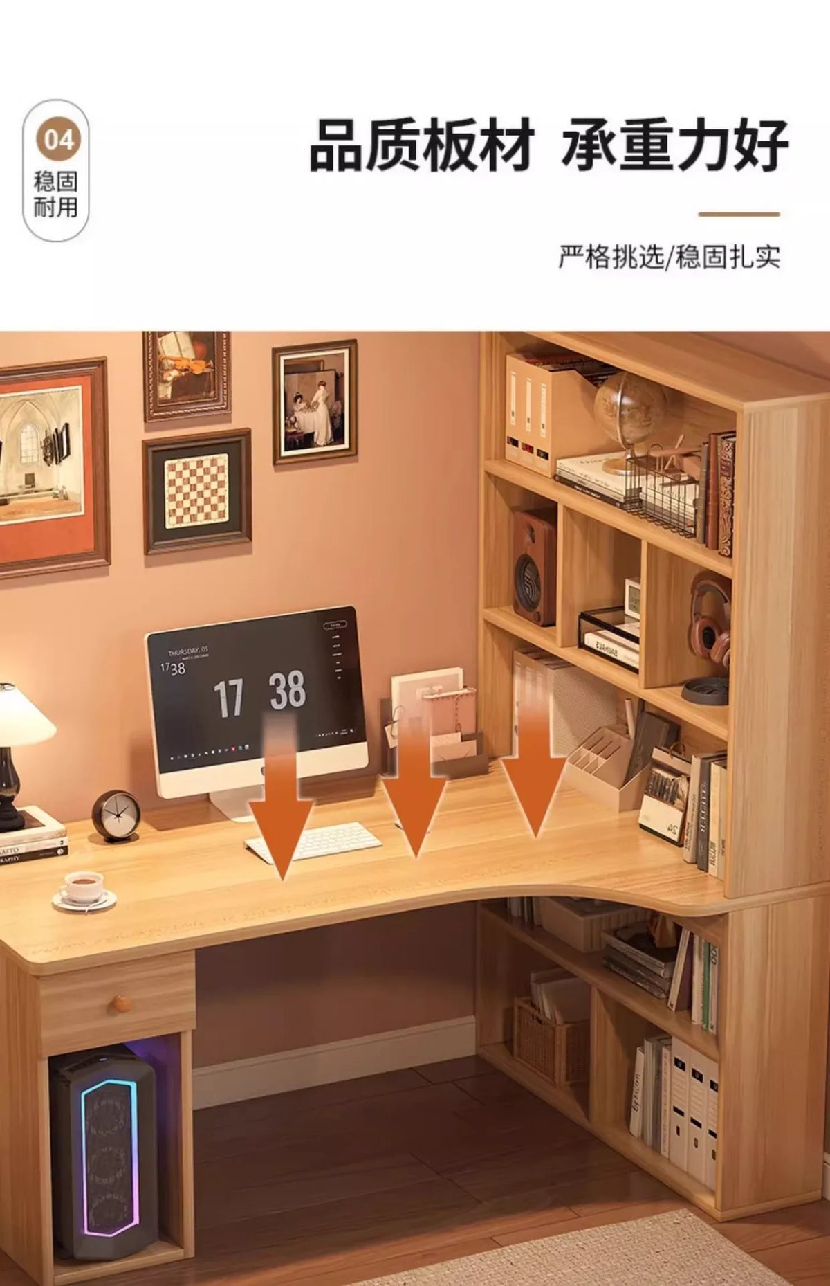 Large Computer Desk Bookshelf Corner Desks Home Desktop Computer Table L-shaped Long Writing Desks Double E-sports Gaming Table