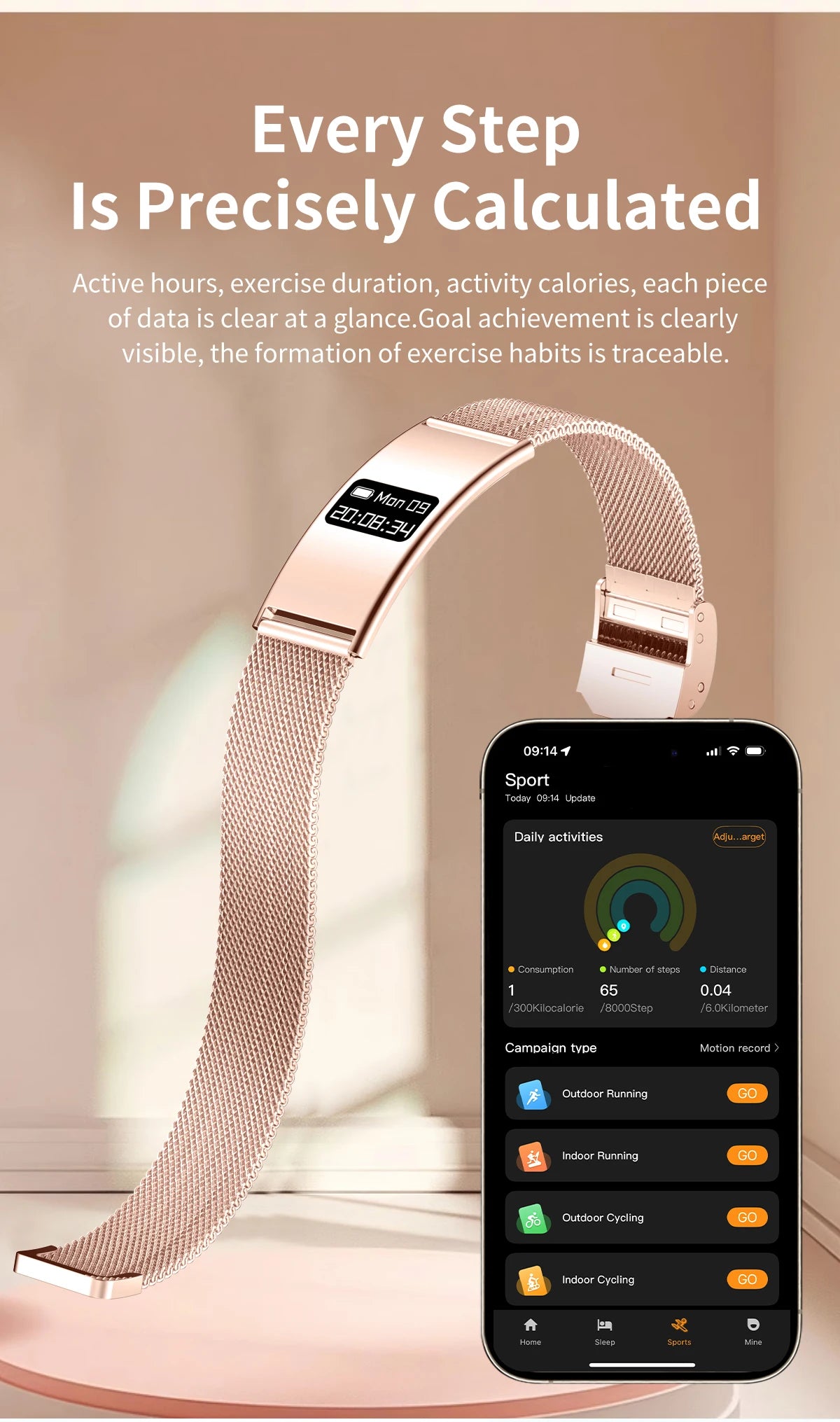 LIGE Bracelet Ultra-mince Sport Fitness Tracker Santé Smart Bracelet Podomètre Moniteur de Fréquence Cardiaque Montre Intelligente Rappel d'Appel