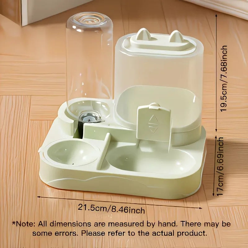 2-in-1 Großer Futter- und Wasserspender für Haustiere, Trocken-Nass-Trennung, robuster Kunststoff, transparent, keine Batterie, für Katzen, Hunde, Reisen