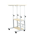 Beistelltisch, höhenverstellbarer Computertisch mit Rollen, 3 Ablagen, Stehpult für Schlafzimmer, Wohnzimmer, 60x40x90cm