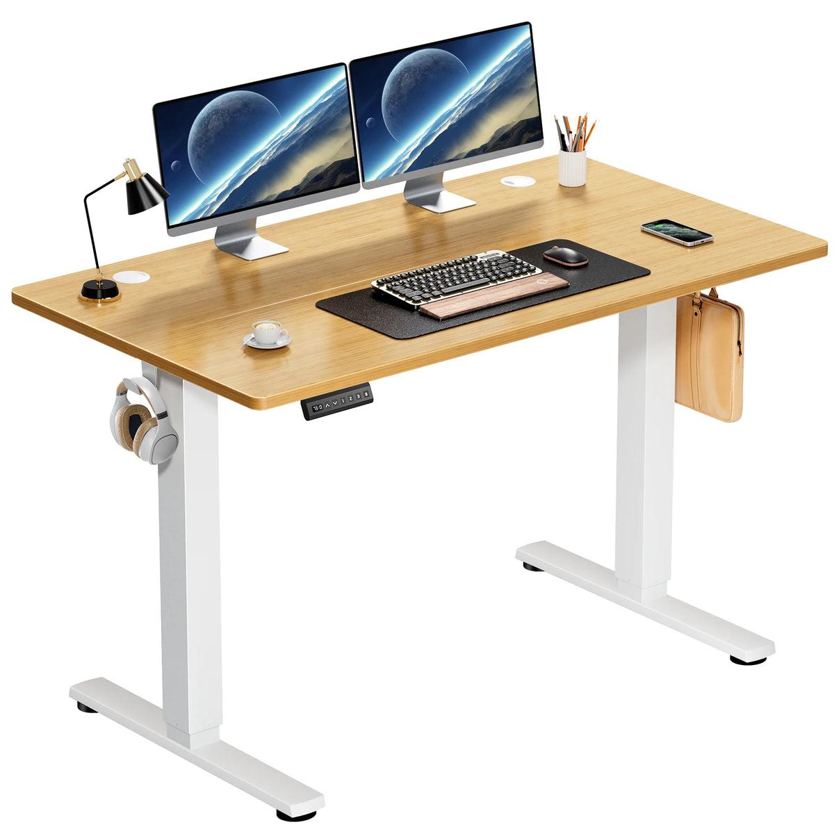 JHK Elektrischer Stehschreibtisch Höhenverstellbar 100x60 cm Steh-Sitz-Computertisch Ergonomischer Arbeitstisch