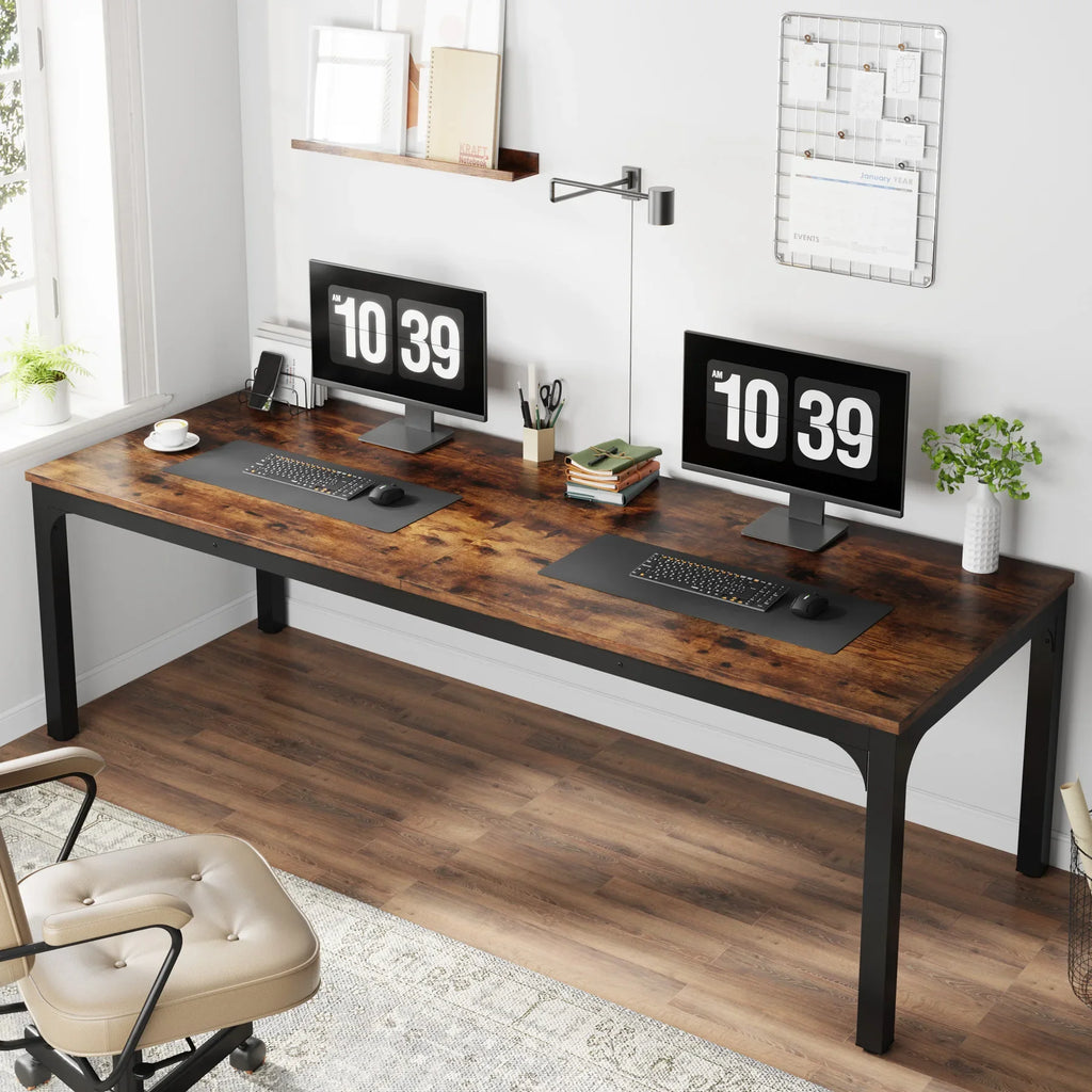 Tribesigns 78,7 Zoll extra langer Computertisch, Schreibtisch für 2 Personen, doppelter langer Schreibtisch, Workstation für Home Office