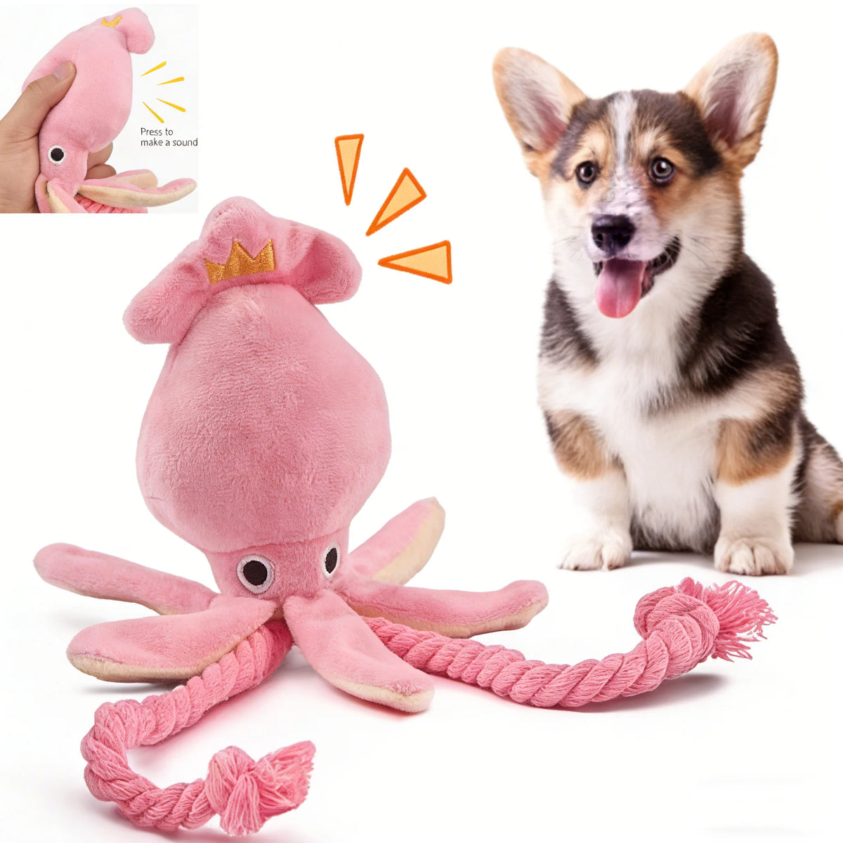 Hundespielzeug; Katzenspielzeug; Klanggebender Baumwollseil-Oktopus; Langlebiges Kauspielzeug zur Zahnreinigung; Interaktives Haustierspielzeug.