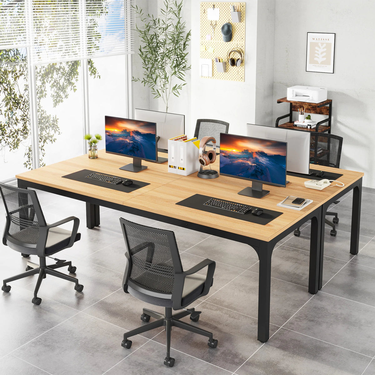 Tribesigns 78,7 Zoll extra langer Computertisch, Schreibtisch für 2 Personen, doppelter langer Schreibtisch, Workstation für Home Office