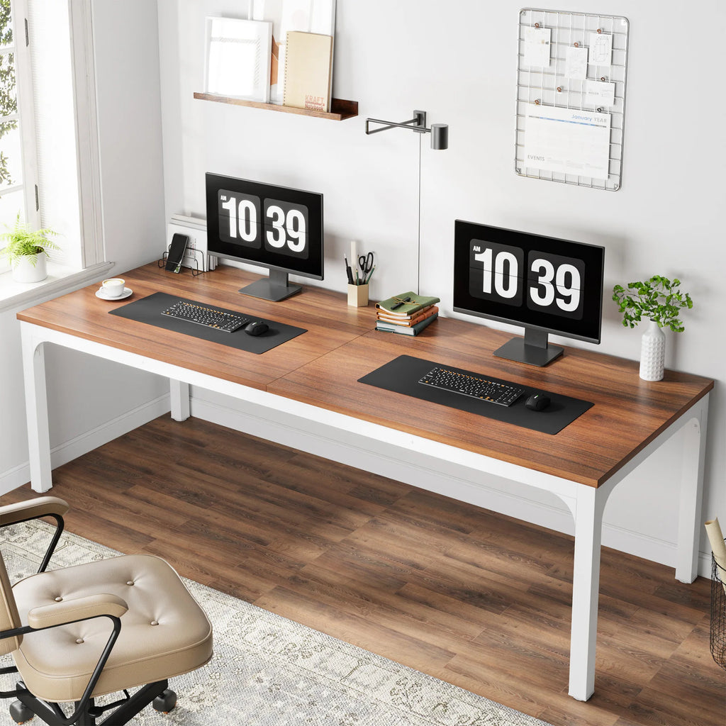 Tribesigns 78,7 Zoll extra langer Computertisch, Schreibtisch für 2 Personen, doppelter langer Schreibtisch, Workstation für Home Office