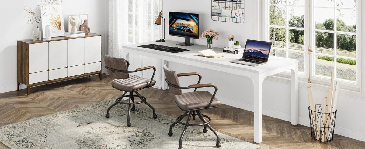 Tribesigns 78,7 Zoll extra langer Computertisch, Schreibtisch für 2 Personen, doppelter langer Schreibtisch, Workstation für Home Office