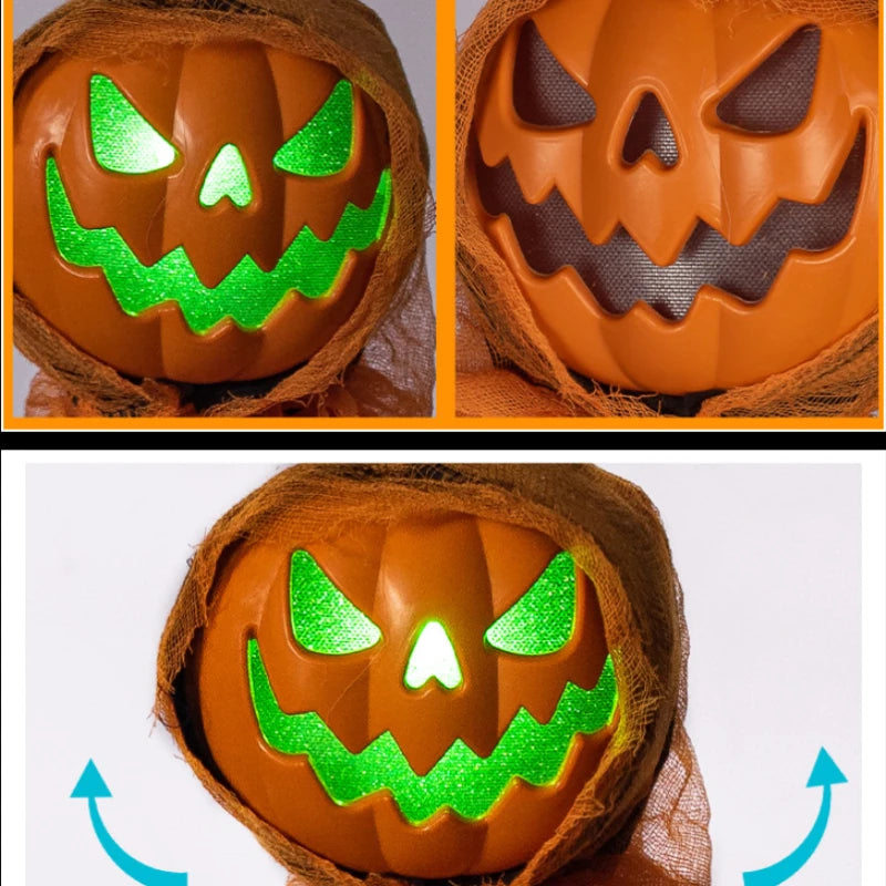 Halloween Dekoration Leuchtender Dämon Kürbis Vogelscheuche Hängende Ornamente Gedrehter Kopf Kürbis Halloween Horror Heimdekoration Garten