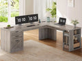67" L-förmiger Schreibtisch im Landhausstil mit 3 Schubladen, Chefschreibtisch, Home Office Schreibtisch mit Ablagefächern, Eck-Computertisch, kundenspezifisch