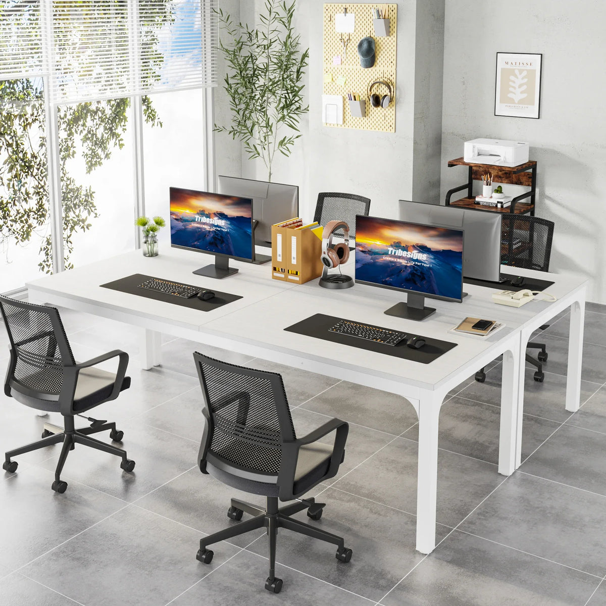 Tribesigns 78,7 Zoll extra langer Computertisch, Schreibtisch für 2 Personen, doppelter langer Schreibtisch, Workstation für Home Office