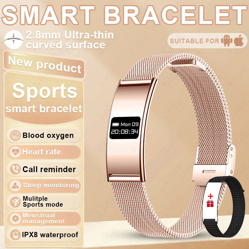 LIGE Bracelet Ultra-mince Sport Fitness Tracker Santé Smart Bracelet Podomètre Moniteur de Fréquence Cardiaque Montre Intelligente Rappel d'Appel