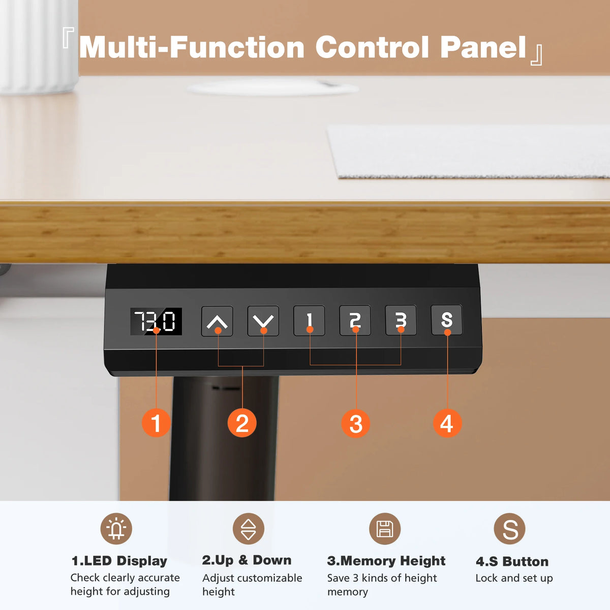 JHK Elektrischer Stehschreibtisch Höhenverstellbar 100x60 cm Steh-Sitz-Computertisch Ergonomischer Arbeitstisch