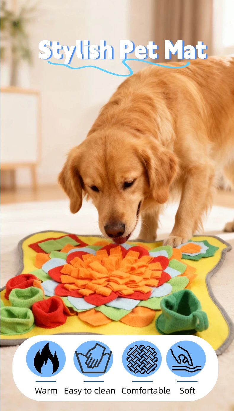 Pet Snuffle Mat for Dogs Cats, Interactive Foraging Feeding Mat, Non‑Slip Colorful Flower Shape Nosework Training Toy, Stress Re (Copy)