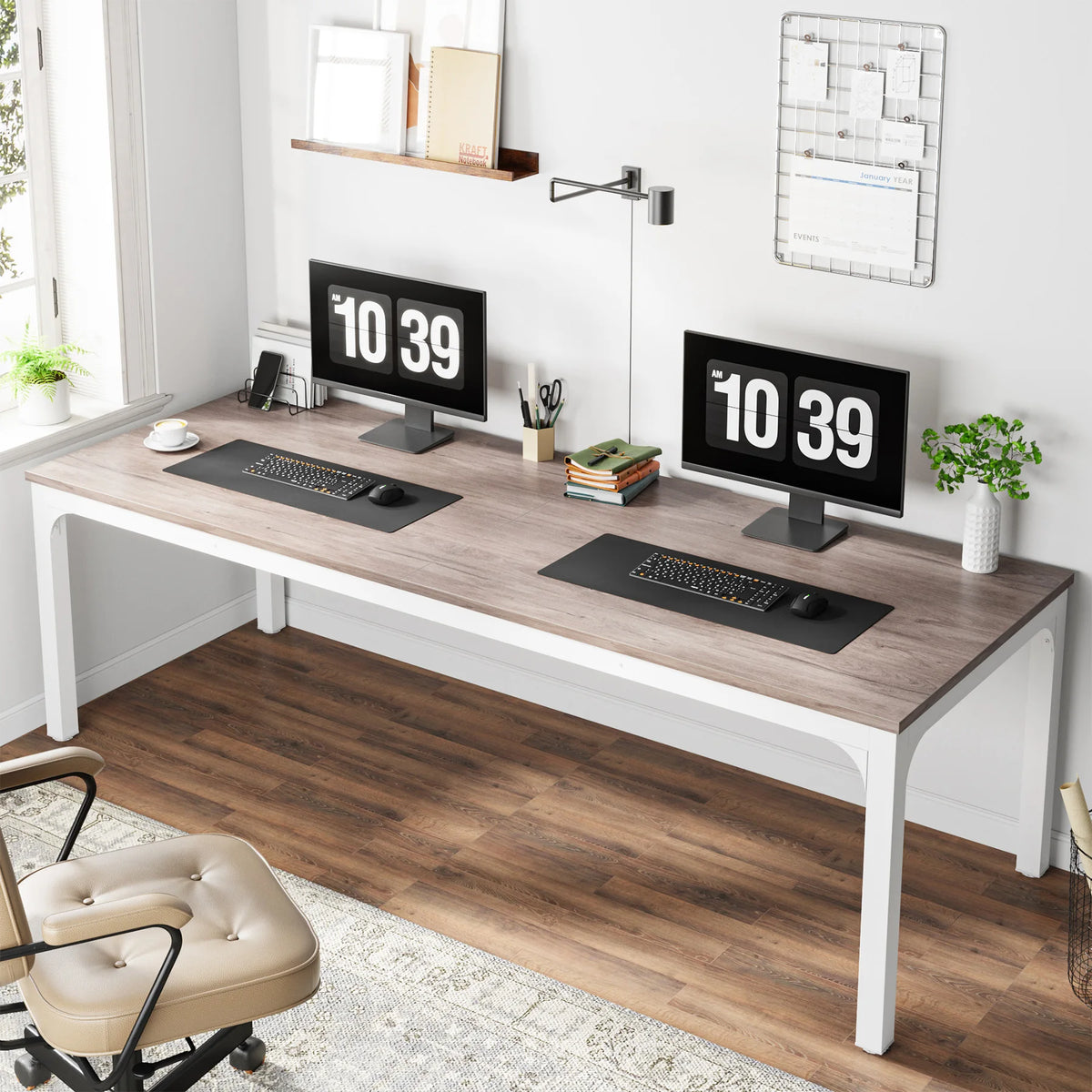 Tribesigns 78,7 Zoll extra langer Computertisch, Schreibtisch für 2 Personen, doppelter langer Schreibtisch, Workstation für Home Office