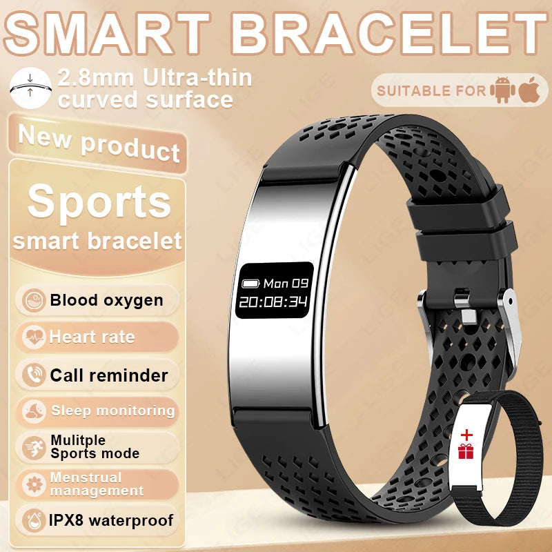 LIGE Bracelet Ultra-mince Sport Fitness Tracker Santé Smart Bracelet Podomètre Moniteur de Fréquence Cardiaque Montre Intelligente Rappel d'Appel