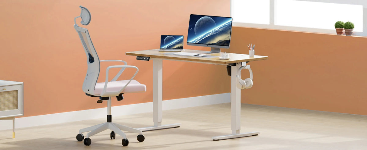 JHK Elektrischer Stehschreibtisch Höhenverstellbar 100x60 cm Steh-Sitz-Computertisch Ergonomischer Arbeitstisch