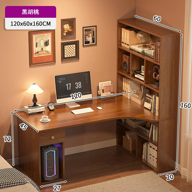 Large Computer Desk Bookshelf Corner Desks Home Desktop Computer Table L-shaped Long Writing Desks Double E-sports Gaming Table