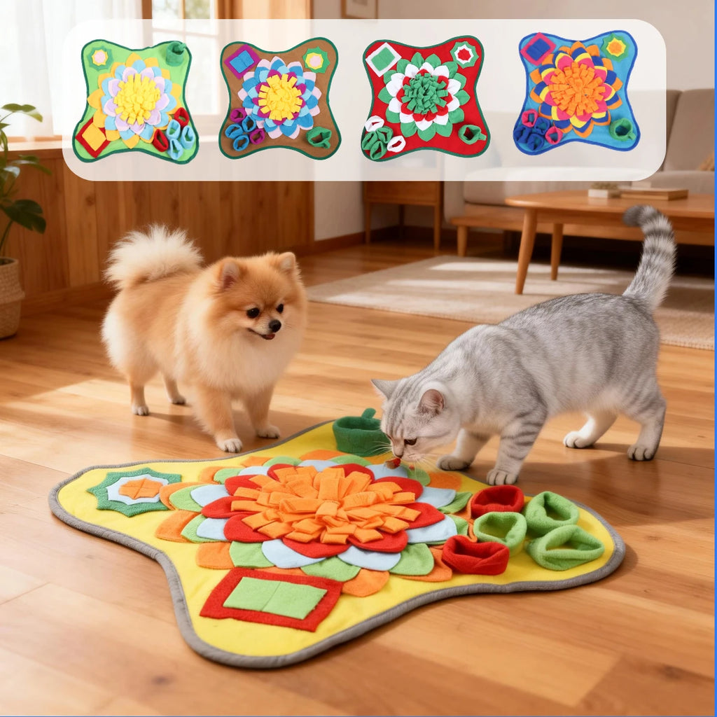 Pet Snuffle Mat for Dogs Cats, Interactive Foraging Feeding Mat, Non‑Slip Colorful Flower Shape Nosework Training Toy, Stress Re (Copy)