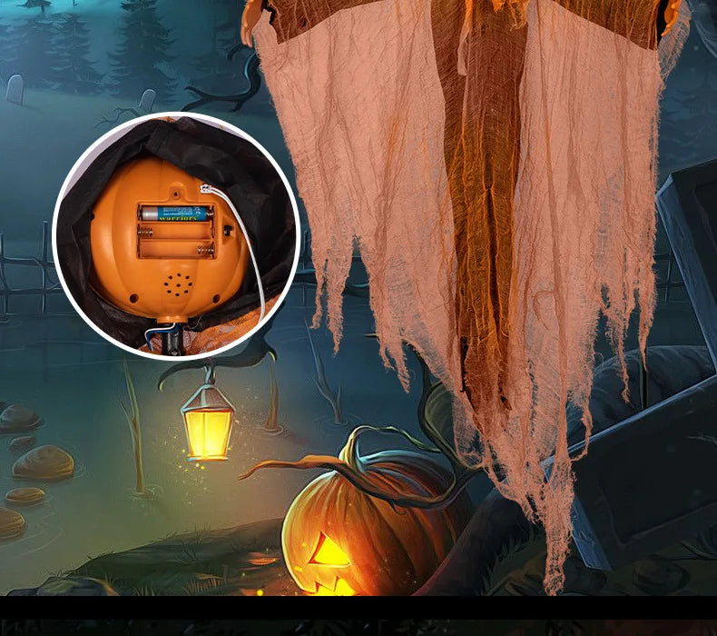 Halloween Dekoration Leuchtender Dämon Kürbis Vogelscheuche Hängende Ornamente Gedrehter Kopf Kürbis Halloween Horror Heimdekoration Garten