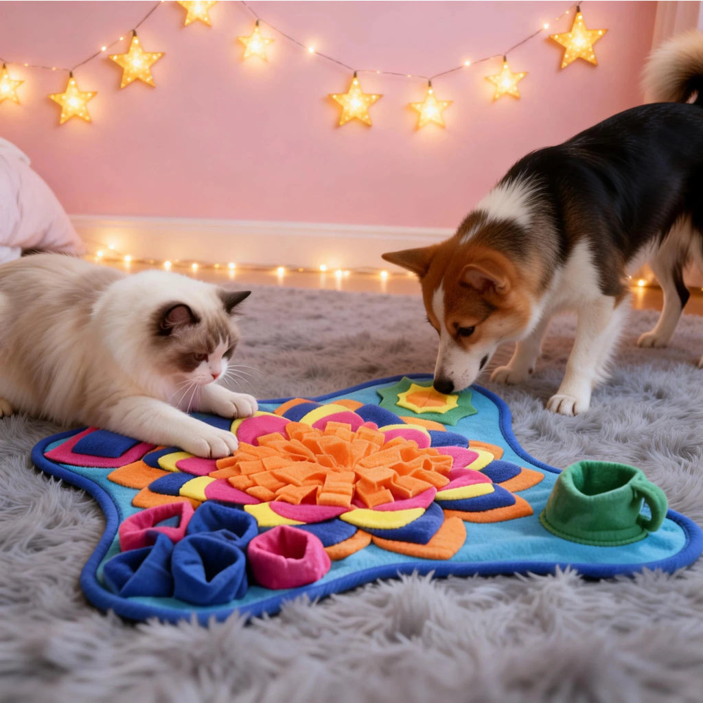 Pet Snuffle Mat for Dogs Cats, Interactive Foraging Feeding Mat, Non‑Slip Colorful Flower Shape Nosework Training Toy, Stress Re (Copy)