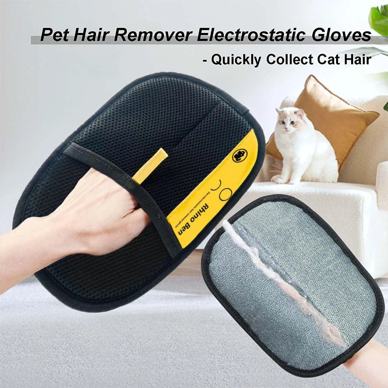 Tierhaarentferner Elektrostatische Handschuhe, 2025 Neu Haarentfernungshandschuh für Katzen & Hunde