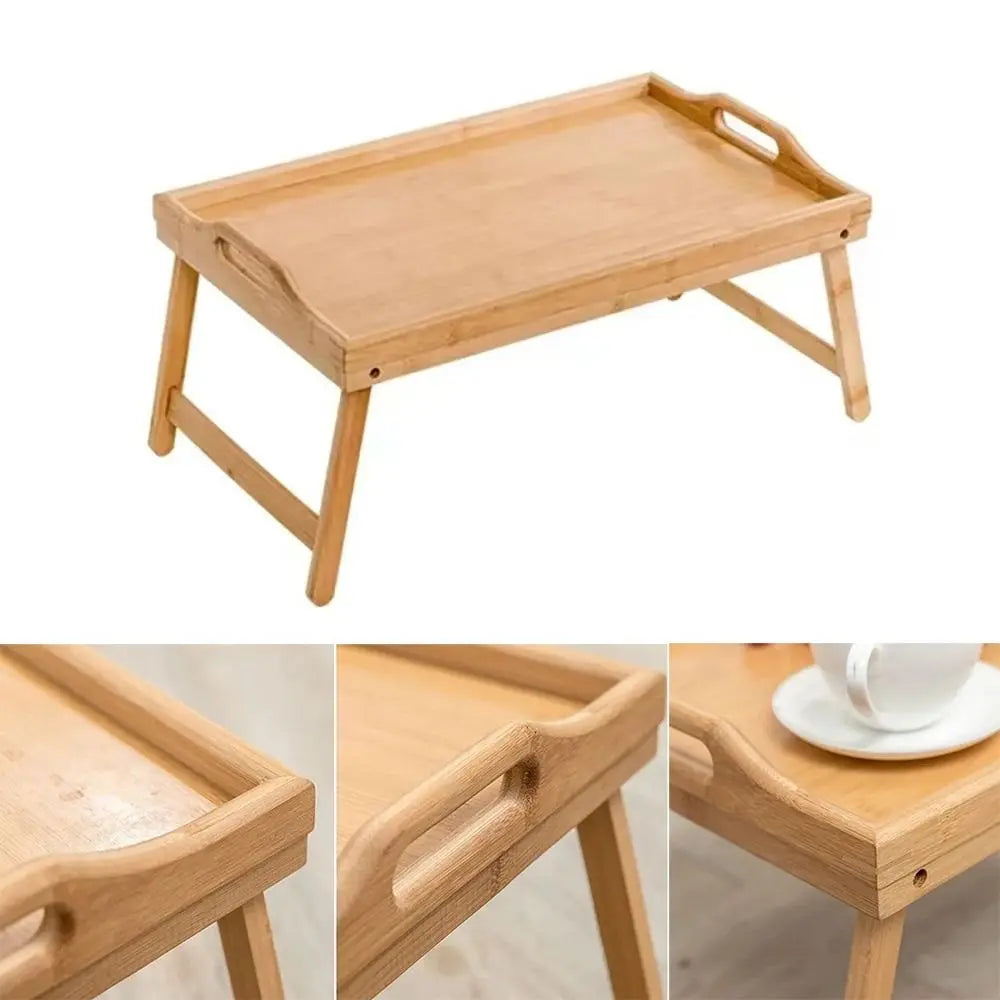New Folding Table Multifunction Bamboo Dining-table Mini Breakfast Dessert Tray Bedroom