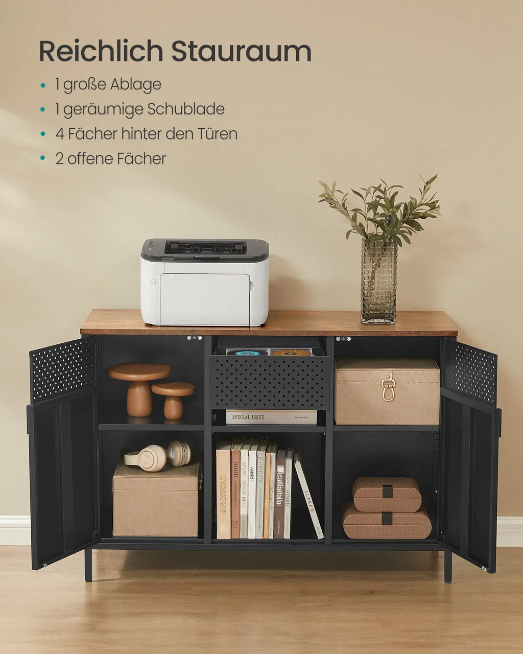 SONGMICS Rangement - Armoire garde-robe en métal avec double porte