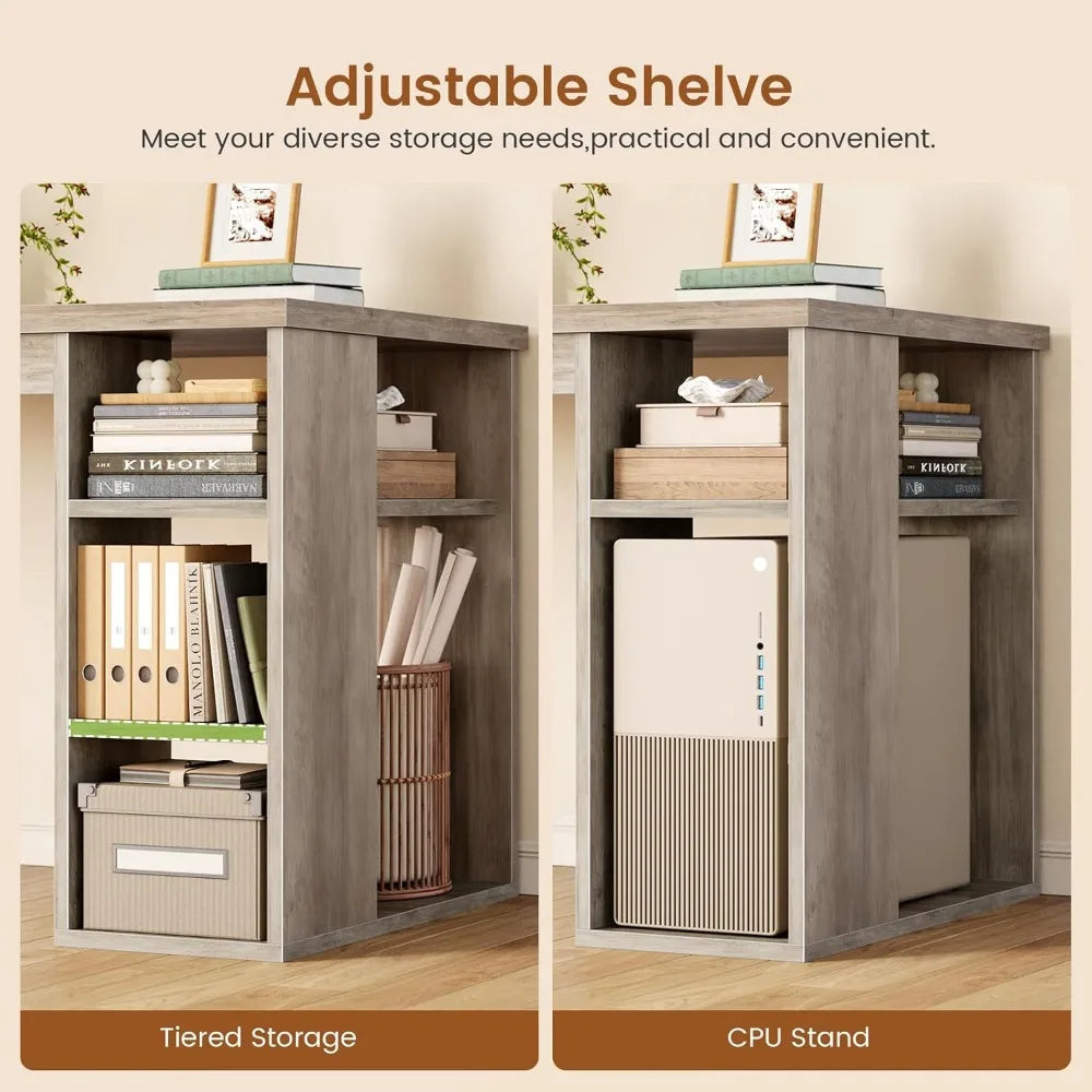 67" L-förmiger Schreibtisch im Landhausstil mit 3 Schubladen, Chefschreibtisch, Home Office Schreibtisch mit Ablagefächern, Eck-Computertisch, kundenspezifisch