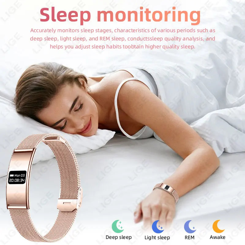 LIGE Bracelet Ultra-mince Sport Fitness Tracker Santé Smart Bracelet Podomètre Moniteur de Fréquence Cardiaque Montre Intelligente Rappel d'Appel