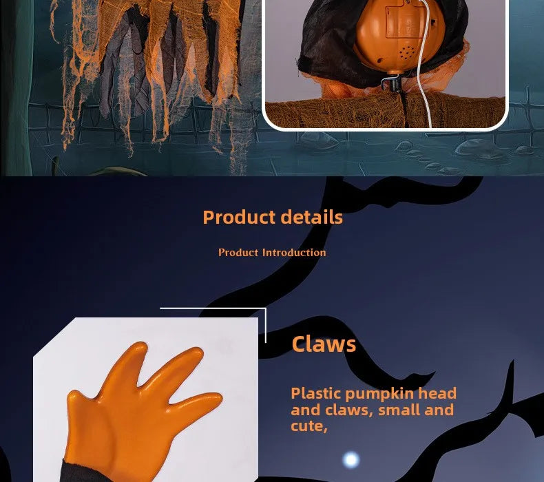 Halloween Dekoration Leuchtender Dämon Kürbis Vogelscheuche Hängende Ornamente Gedrehter Kopf Kürbis Halloween Horror Heimdekoration Garten
