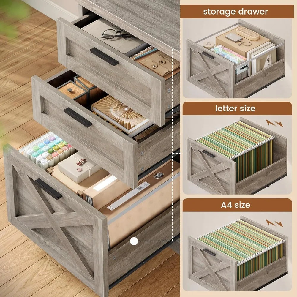 67" L-förmiger Schreibtisch im Landhausstil mit 3 Schubladen, Chefschreibtisch, Home Office Schreibtisch mit Ablagefächern, Eck-Computertisch, kundenspezifisch