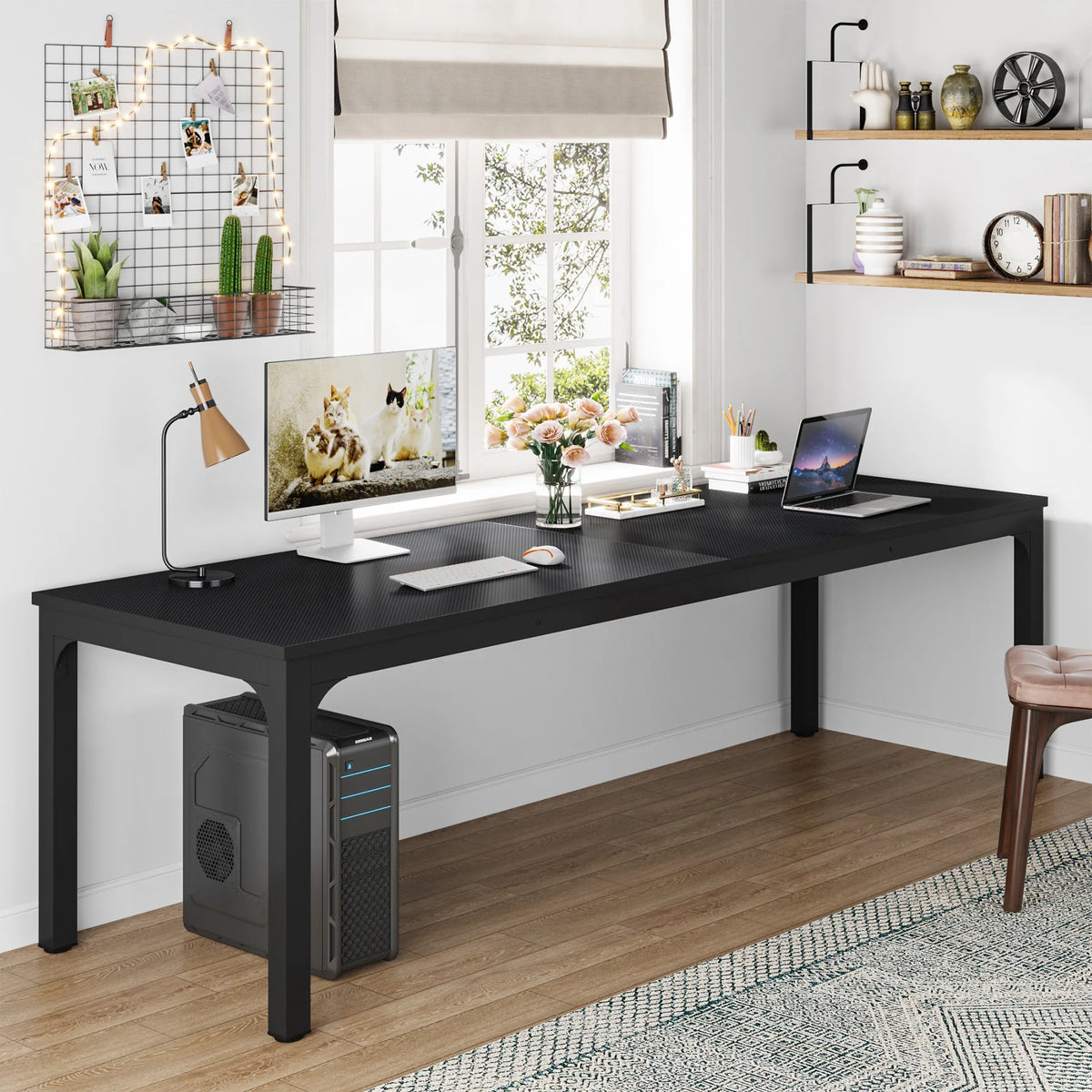 Tribesigns 78,7 Zoll extra langer Computertisch, Schreibtisch für 2 Personen, doppelter langer Schreibtisch, Workstation für Home Office