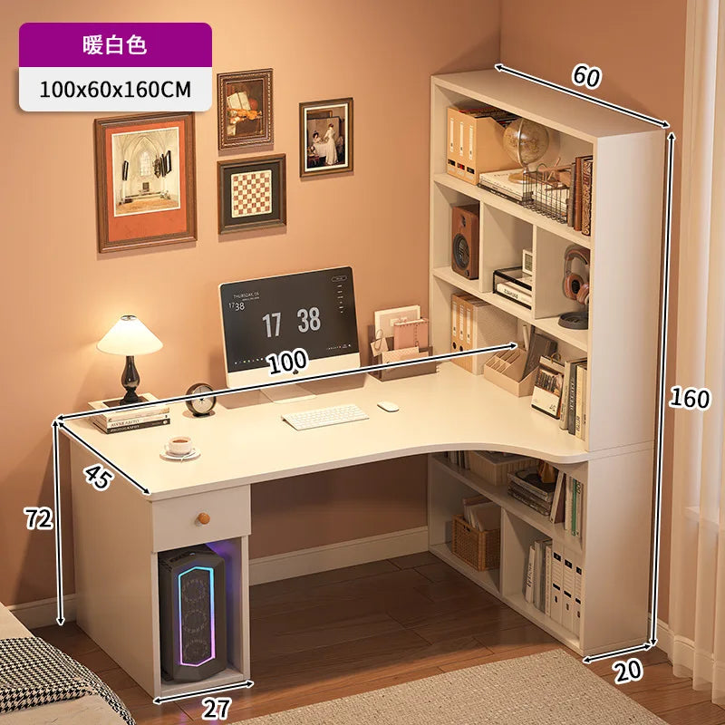 Large Computer Desk Bookshelf Corner Desks Home Desktop Computer Table L-shaped Long Writing Desks Double E-sports Gaming Table