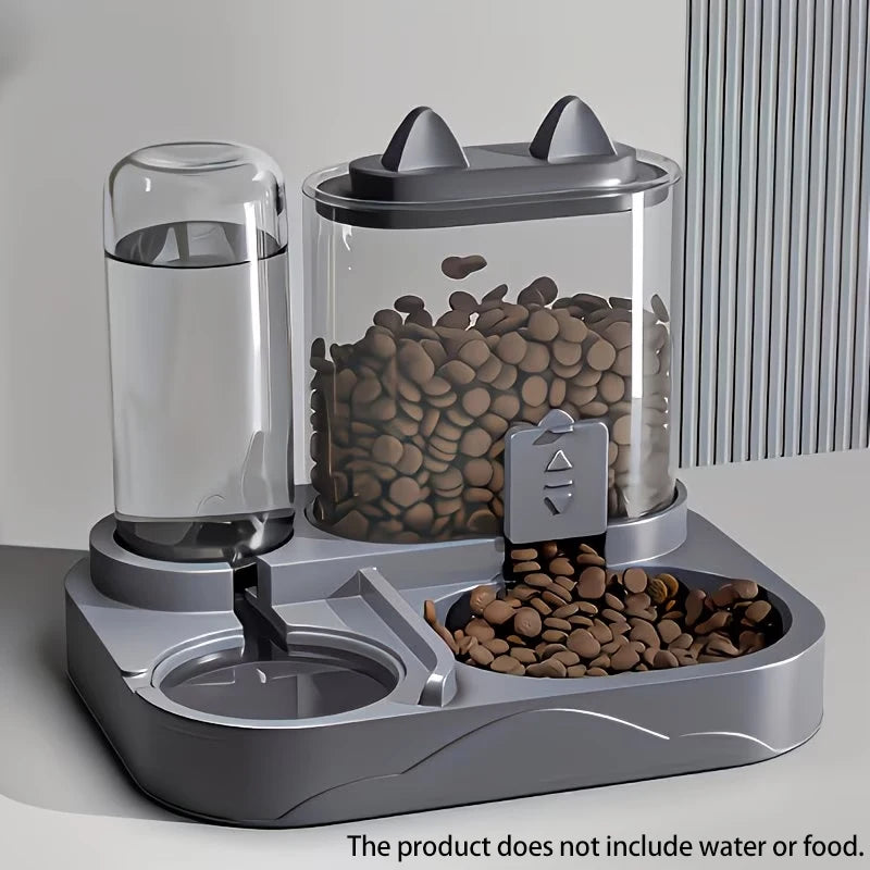 2-in-1 Großer Futter- und Wasserspender für Haustiere, Trocken-Nass-Trennung, robuster Kunststoff, transparent, keine Batterie, für Katzen, Hunde, Reisen