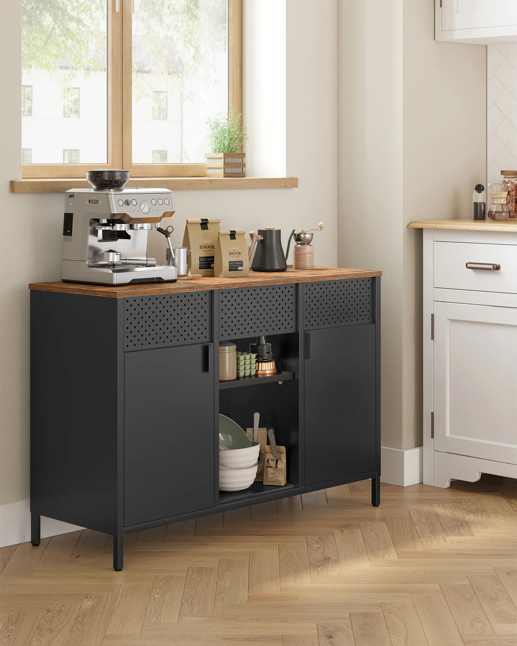 SONGMICS Rangement - Armoire garde-robe en métal avec double porte